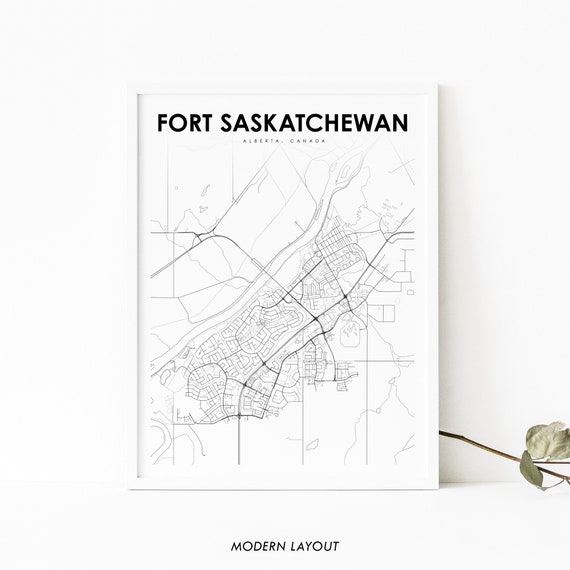 Fort Saskatchewan Alberta Map Print, Canada Art Poster