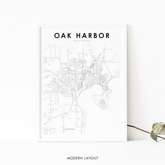Oak Harbor WA Map Print, Washington Art Poster