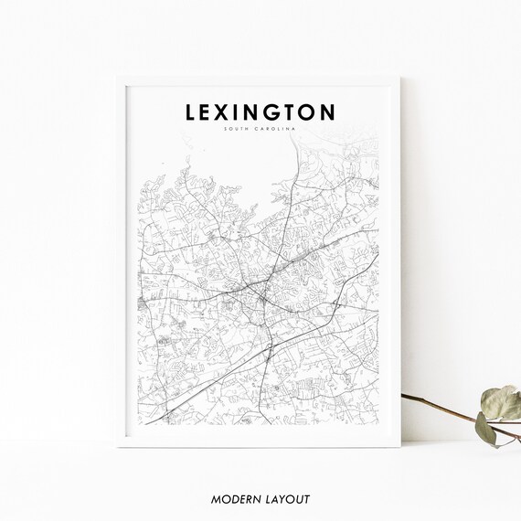 Lexington Sc Map Print South Carolina Usa Art Poster City Street Road Nursery Room Wall Office Decor Minimalist