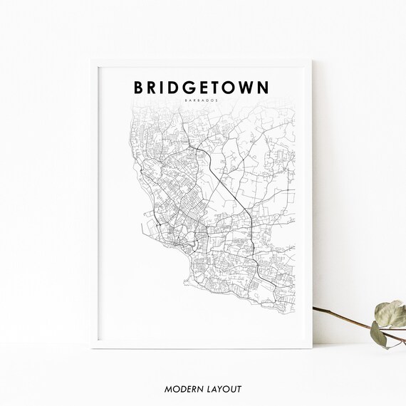 Bridgetown Barbados Map Print Art Poster Saint Michael City Street Road Nursery Room Wall Office Decor