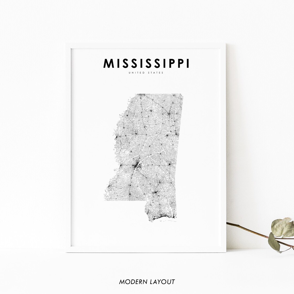 Mississippi Map Poster, Nursery Room Wall Decor