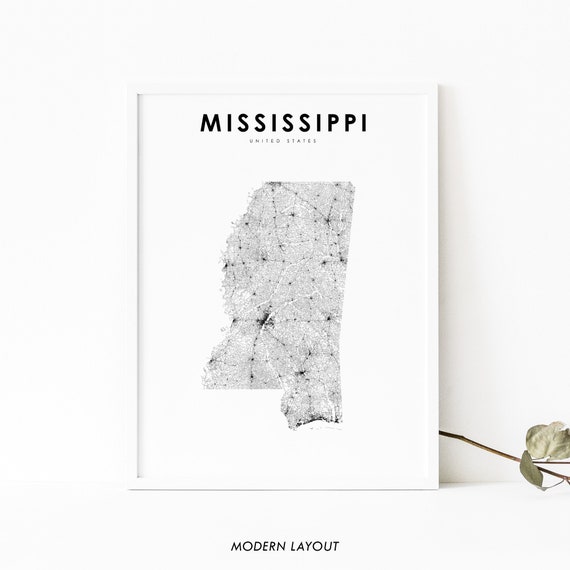 Mississippi Map Poster, Nursery Room Wall Decor