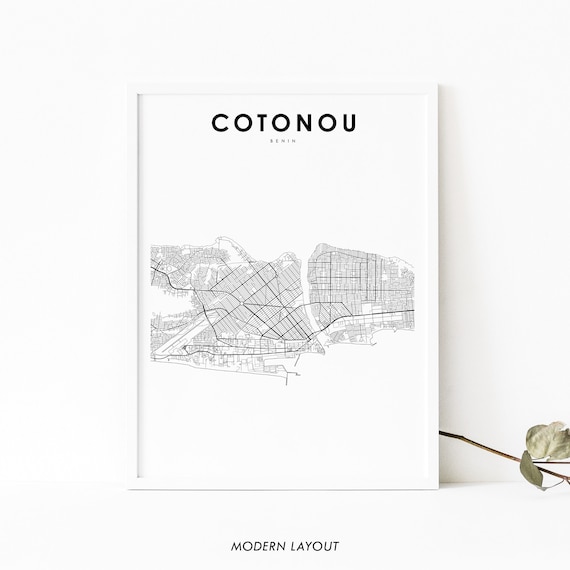 Cotonou Benin Map Print, Nursery Room Art Poster