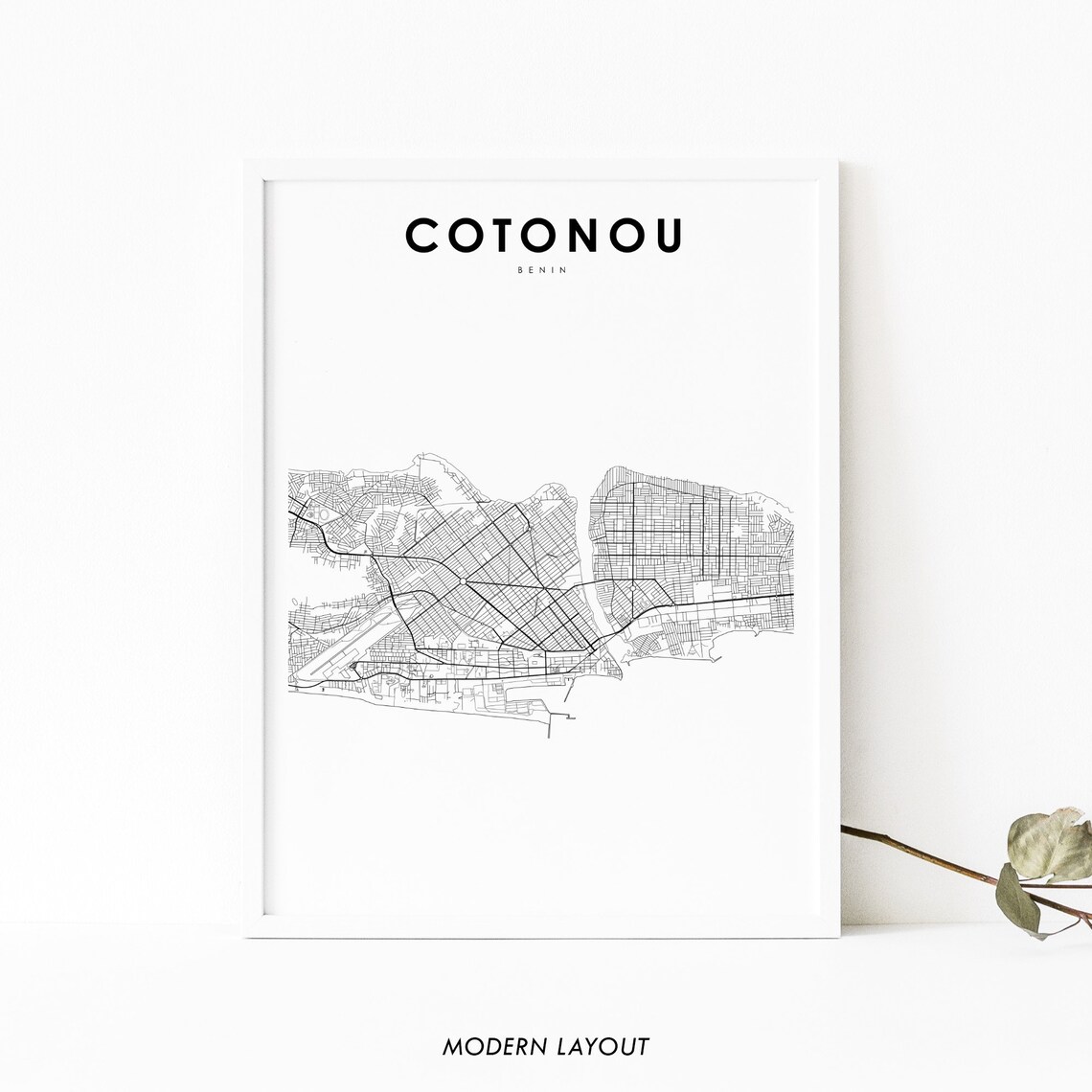 Cotonou Benin Map Print, Nursery Room Art Poster
