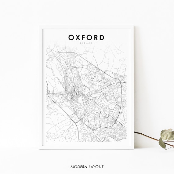 Oxford England Map Print, United Kingdom Travel Poster