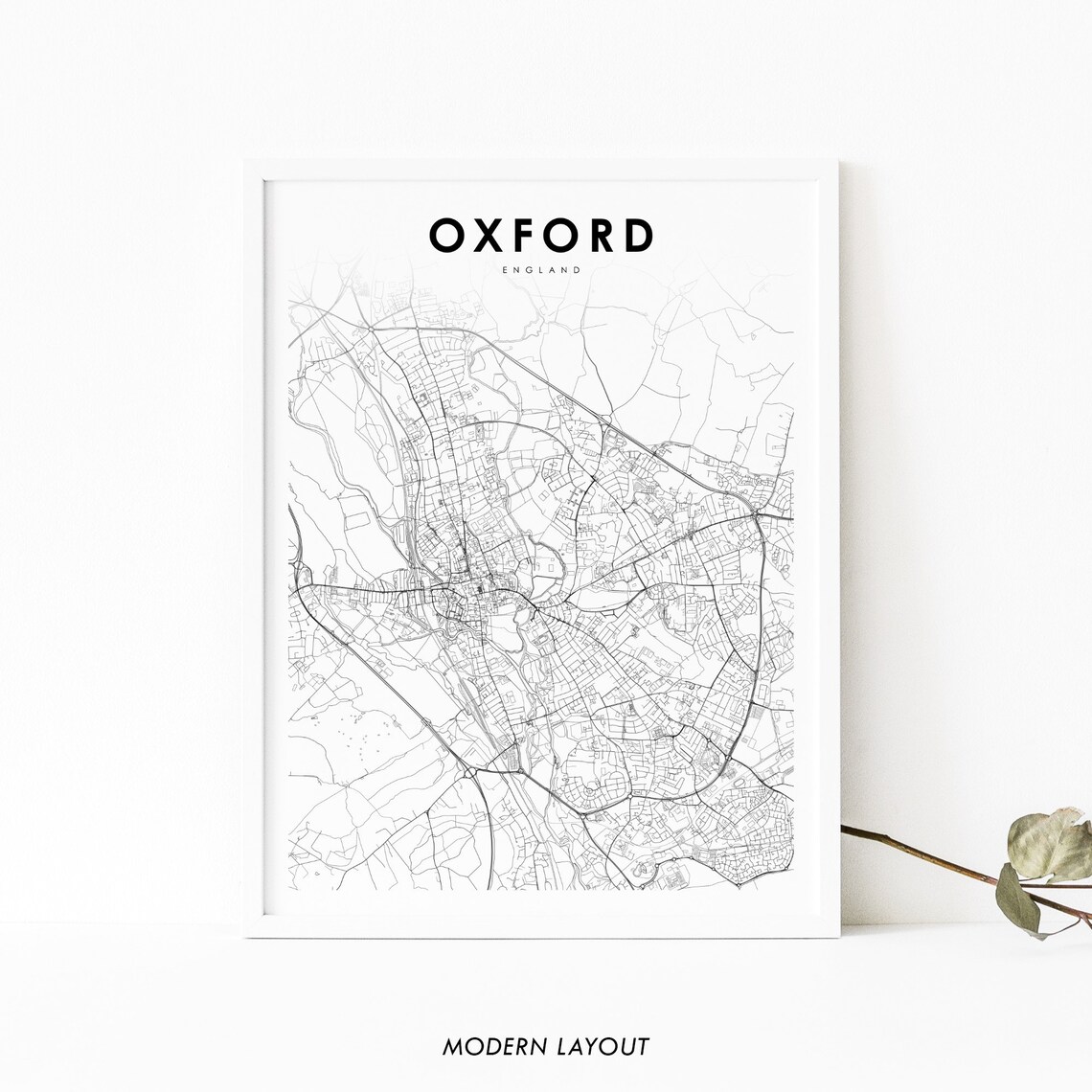 Oxford England Map Print, United Kingdom Travel Poster