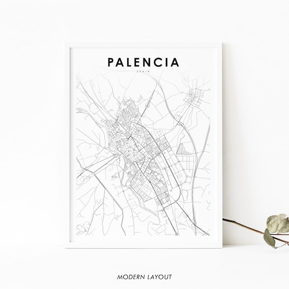 Palencia Spain Minimalist City Street Map Print Black And White