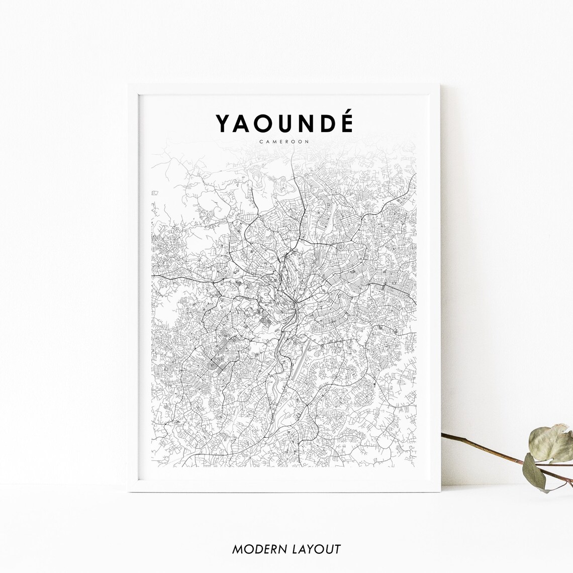 Yaounde Cameroon Map Art Print, Africa City