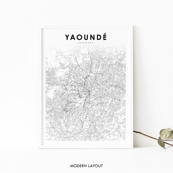 Yaounde Cameroon Map Art Print, Africa City