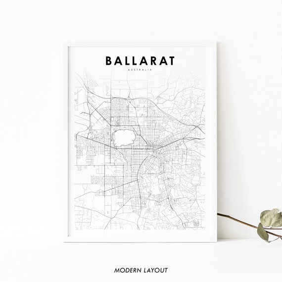 Ballarat Australia Map Print Vic Victoria Art Poster City Street Road Nursery Room Wall Office Decor