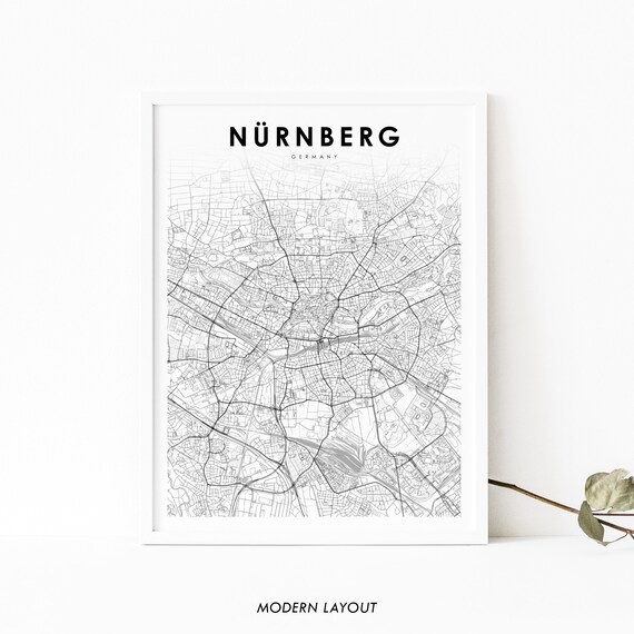 Nuremberg Germany Map Print Nrnberg Deutschland Art Poster City Street Road Nursery Room Wall Office Decor