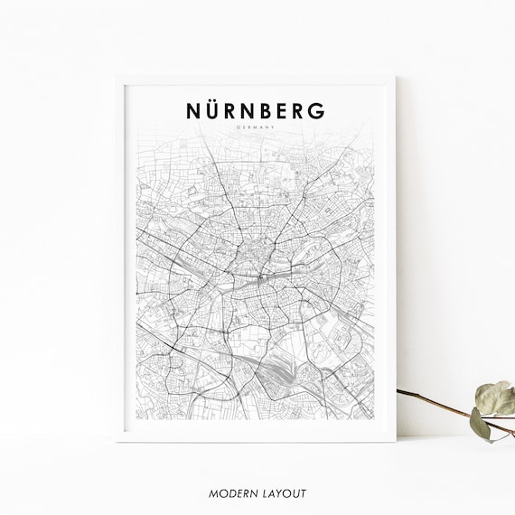 Nuremberg Germany Minimalist City Map Black And White Poster