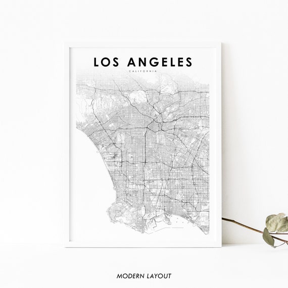 Los Angeles CA Map Print, City Street Road Poster