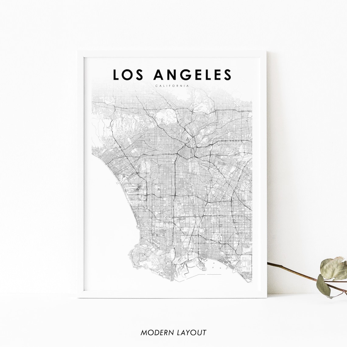 Los Angeles CA Map Print, City Street Road Poster