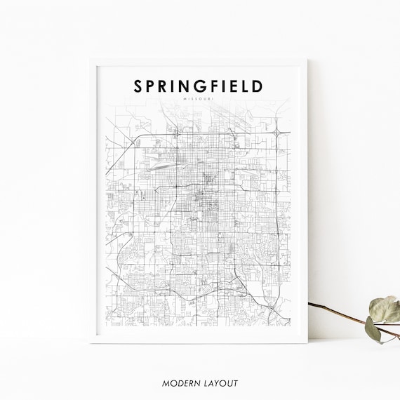 Springfield Missouri City Street Map Modern Minimalist Art Poster
