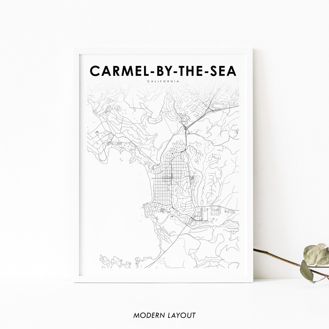 Carmel-by-the-Sea CA Map Print, City Street Poster