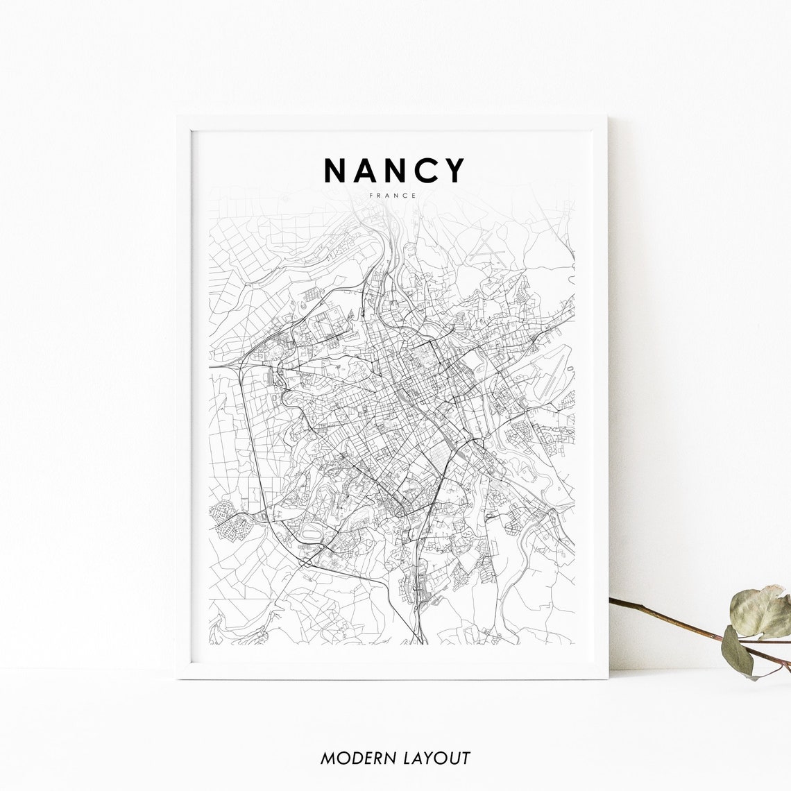 Nancy France Minimalist Street Map Line Art Modern Decor Poster