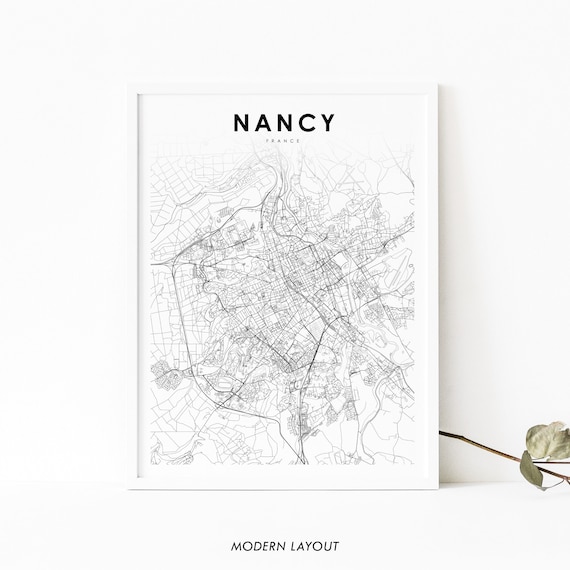 Nancy France Map Print Art Poster Nanzig Grand Est Lorraine City Street Road Nursery Room Wall Office Decor