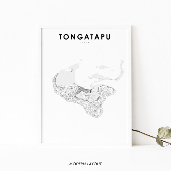 Tongatapu Tonga Map Art Print, Nukuʻalofa City