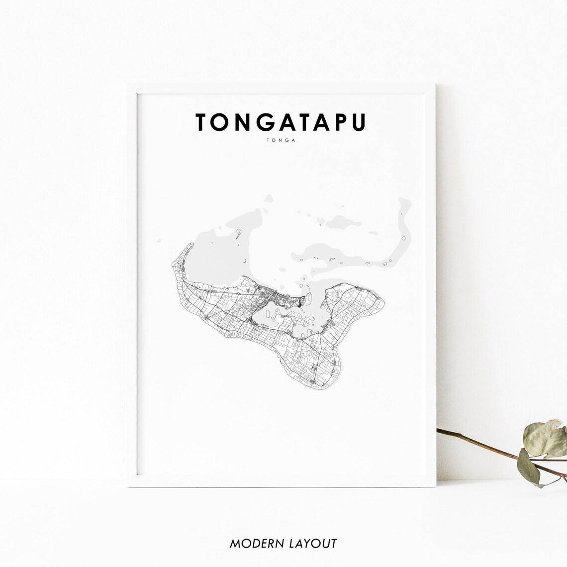 Tongatapu Tonga Map Art Print, Nukuʻalofa City