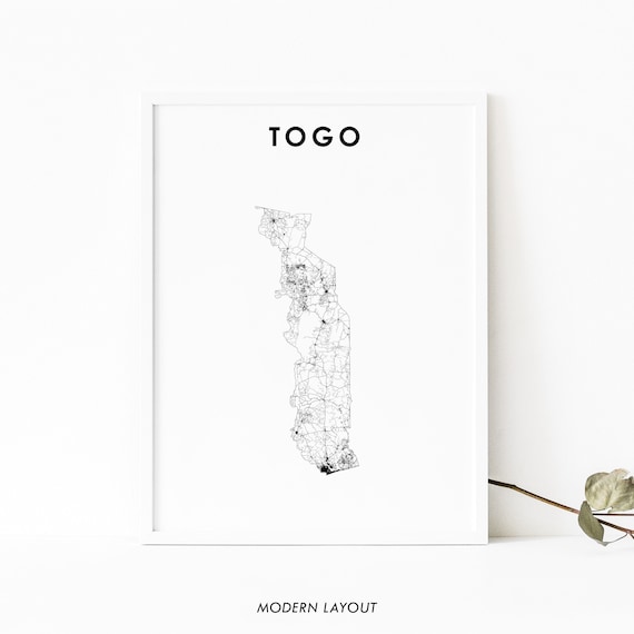 Togo Map Print Country Road Poster Art Togolaise Togolese Lom Lome Africa Nursery Room Wall Office Decor