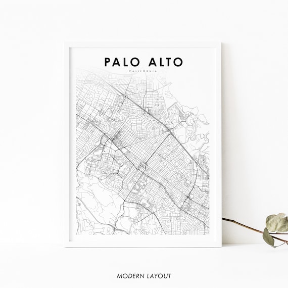 Palo Alto Ca Map Print Usa Art Poster City Road Street Nursery Room Wall Office Decor