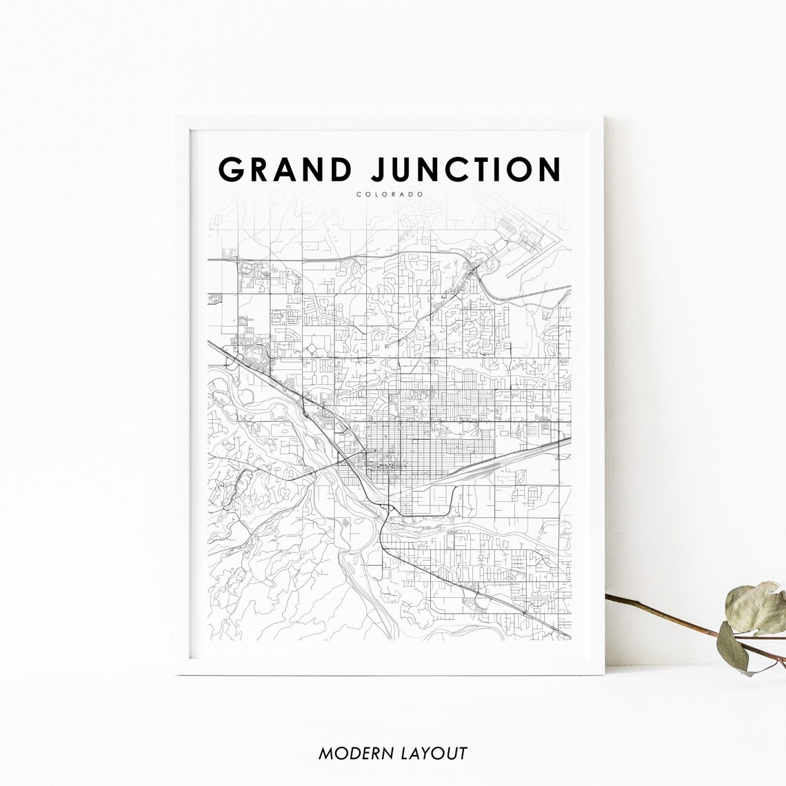 Grand Junction Colorado City Street Map Print Modern Layout Art