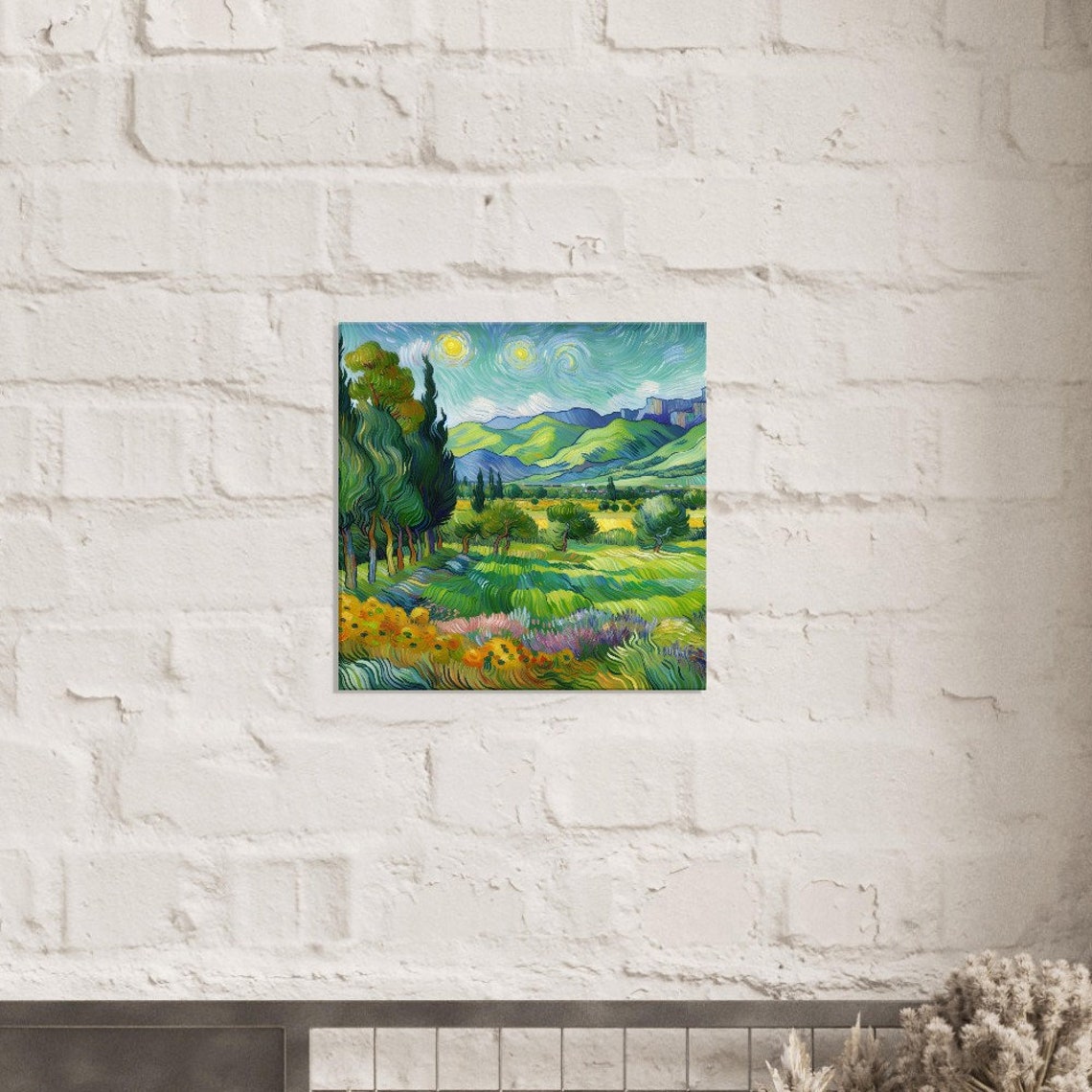 Emerald Expanse Van Gogh Style Oil Painting Print Impressionism Living Roombedroom Wall Prints Housewarming Gift - Image 2