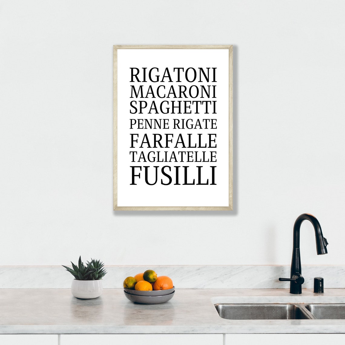 Italian Pasta Names List Black Typography Kitchen Wall Decor Poster - Image 2