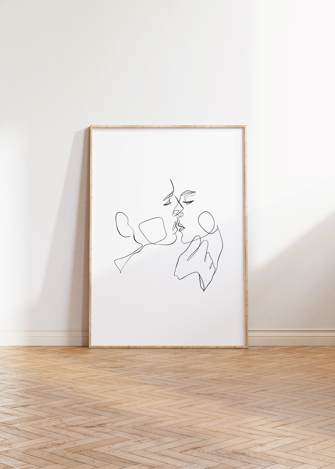 Couple Kissing One Line Drawing Minimalist Romantic Bedroom Poster - Image 2