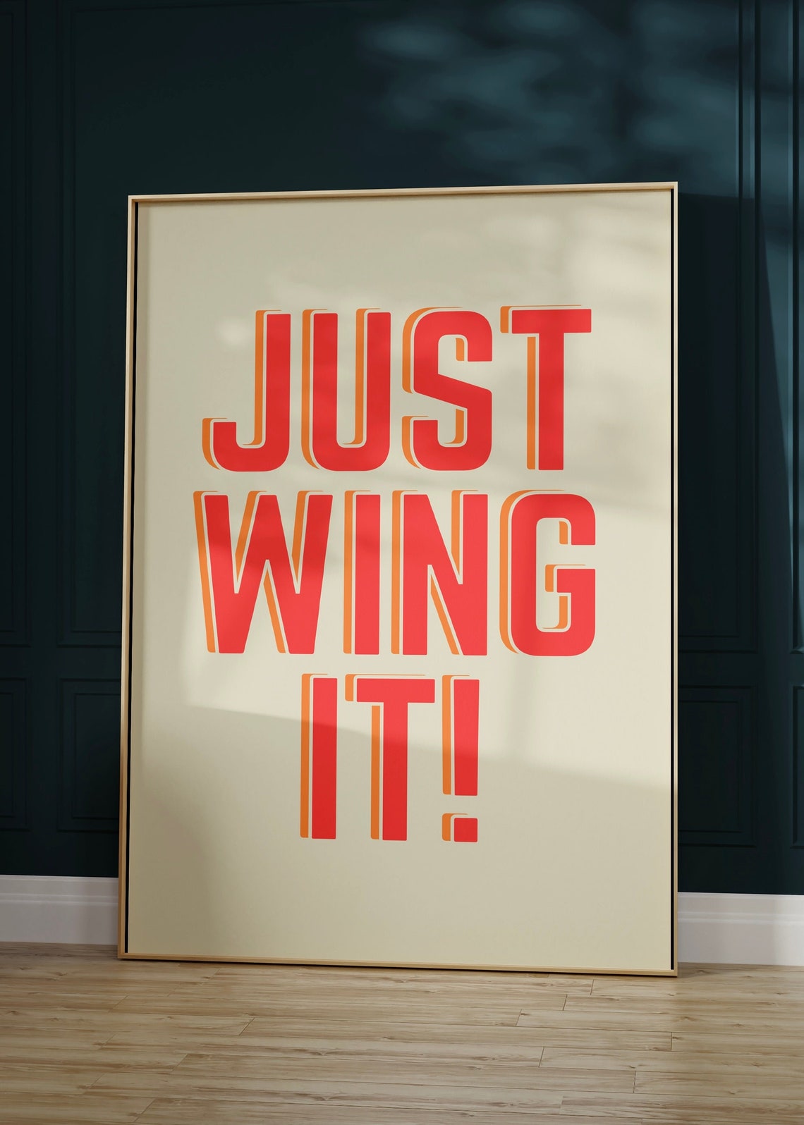 Just Wing It Bold Red Retro Lettering Motivational Quote Poster