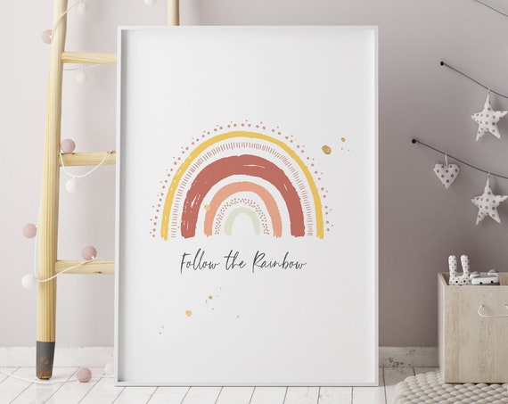 Follow The Rainbow Children Wall Art Nursery Print Kids Room Art