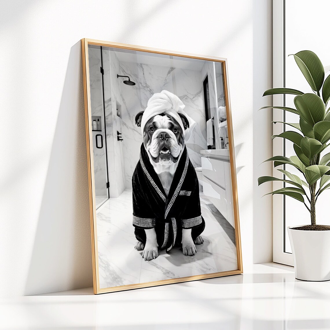 English Bulldog Funny Bathroom Decor, Poster - Image 3