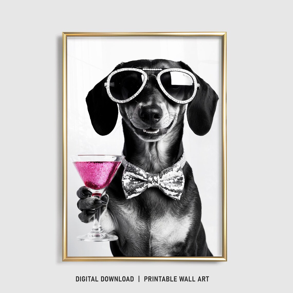 Dachshund Pink Gin, Funny Sausage Dog Gift