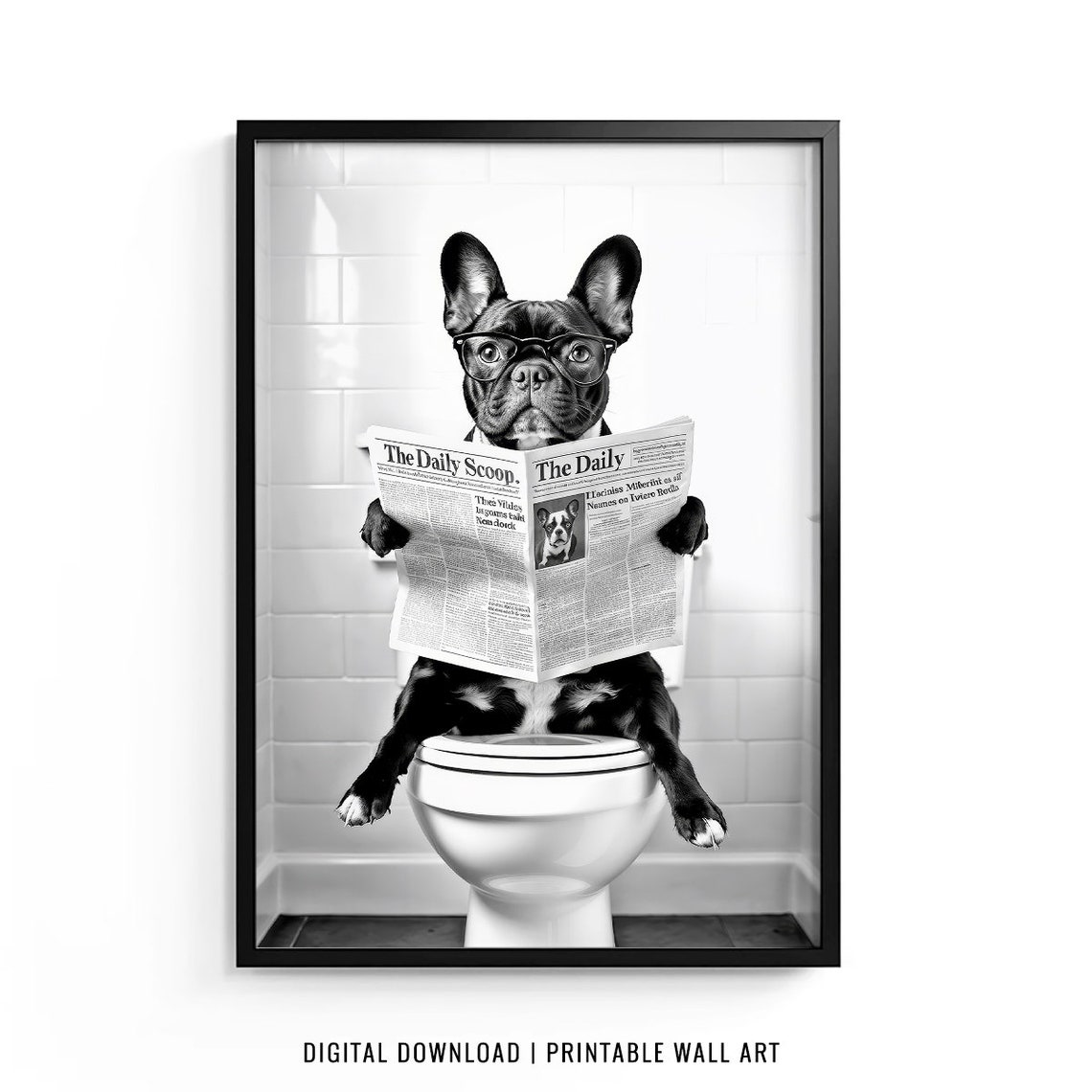 French Bulldog Wall Art Frenchie Toilet Print Frenchie Poster Funny Bathroom Decor French Bulldog Print Dog Gift - Image 2