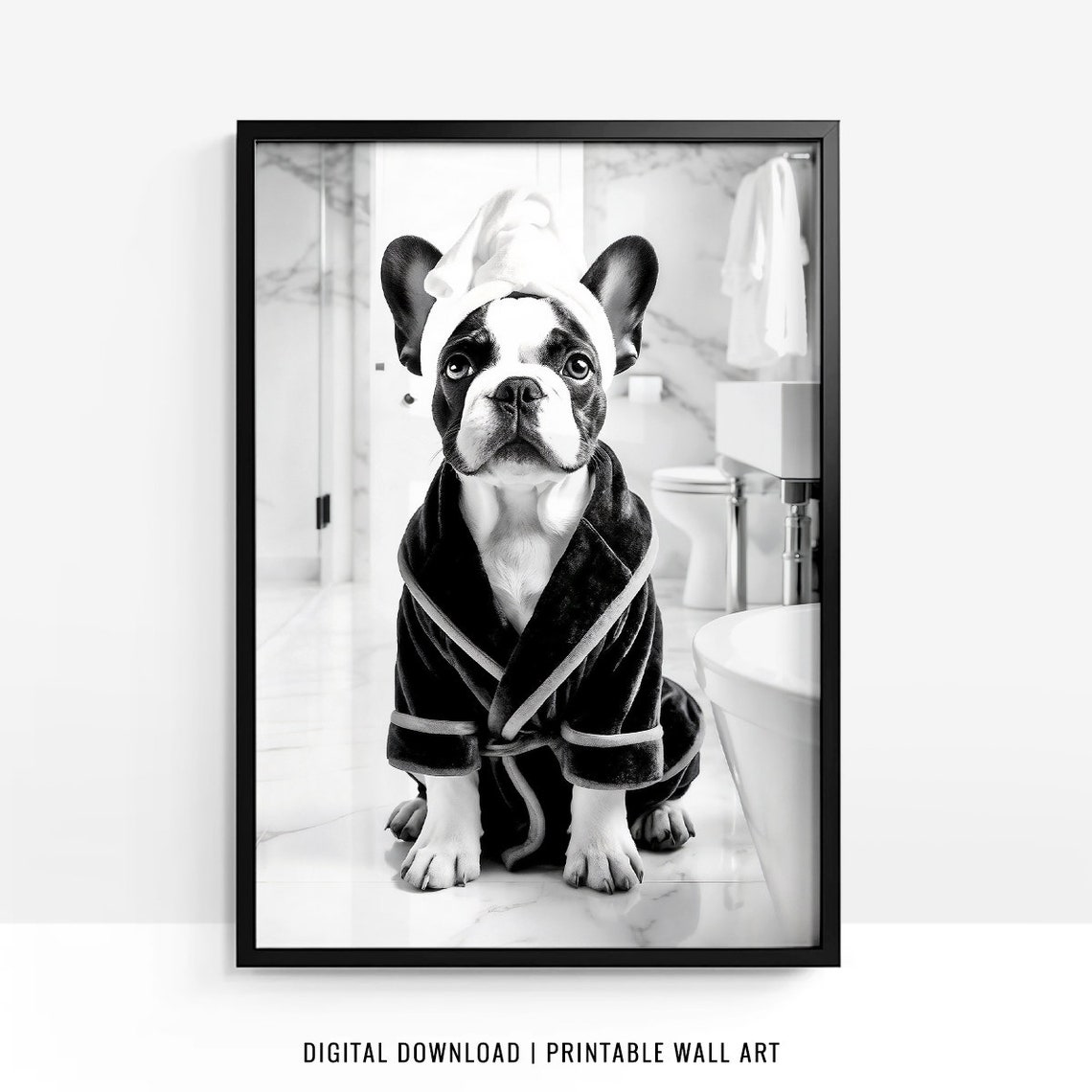 French Bulldog Wall Art Frenchie Poster Funny Bathroom Decor French Bulldog Print Frenchie Toilet Print Dog Gift