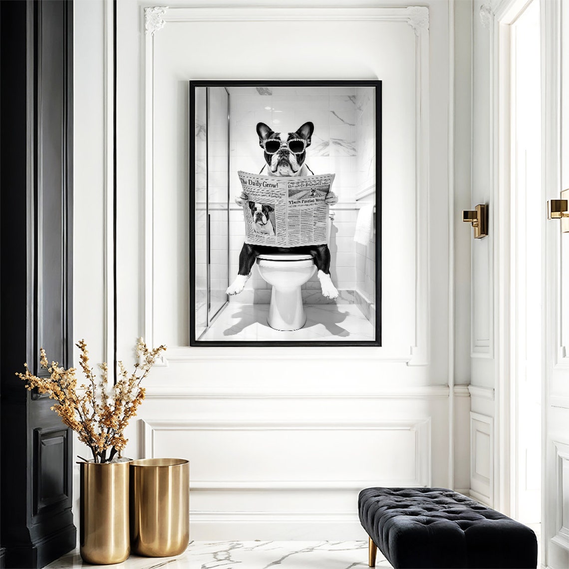 English Bulldog Wall Art English Bulldog Poster Funny Bathroom Decor English Bulldog Print Toilet Print Dog Gift - Image 5