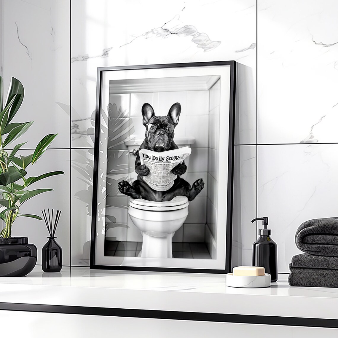 French Bulldog Toilet Print, Funny Bathroom Decor - Image 2