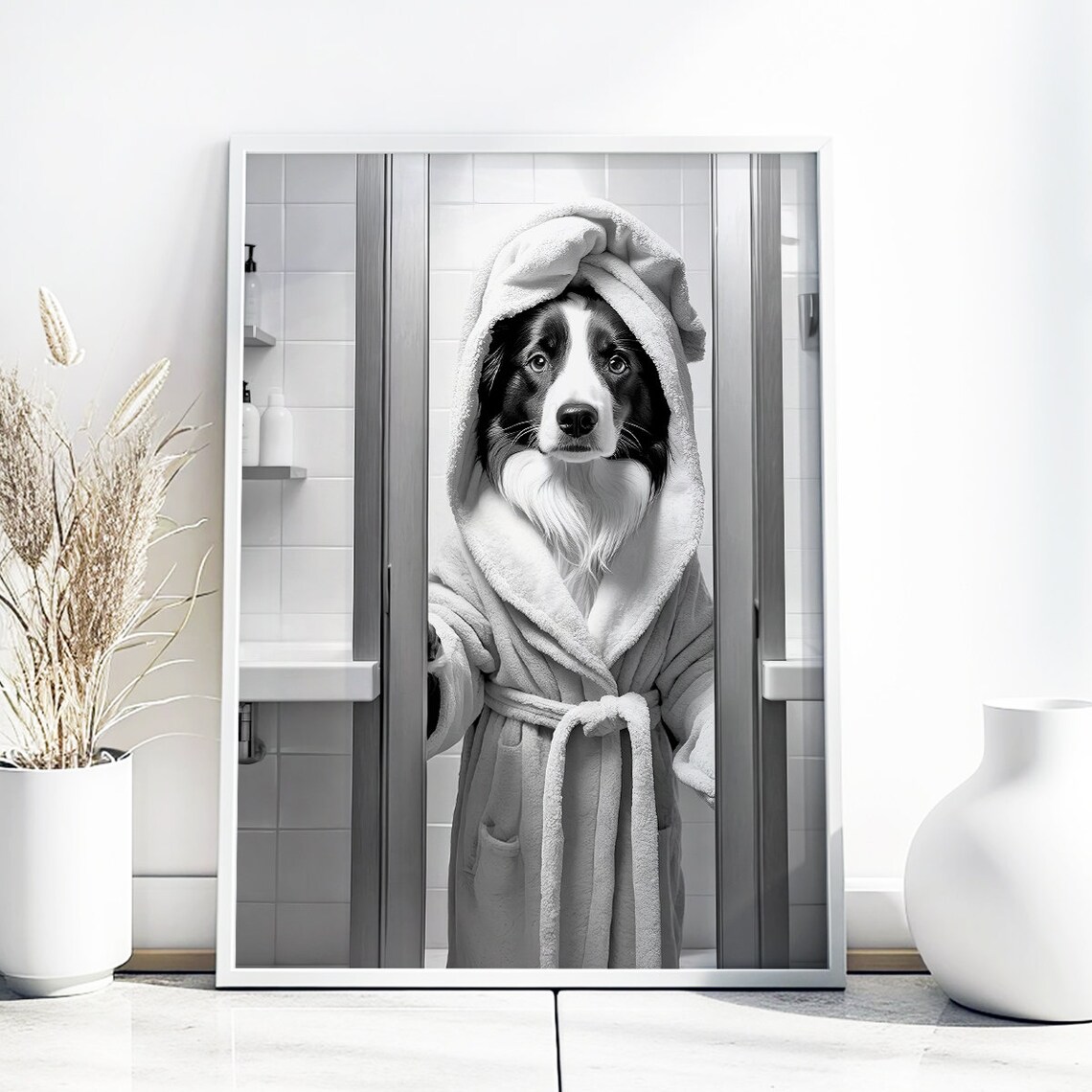 Border Collie Funny Bathroom Decor Art Print - Image 4