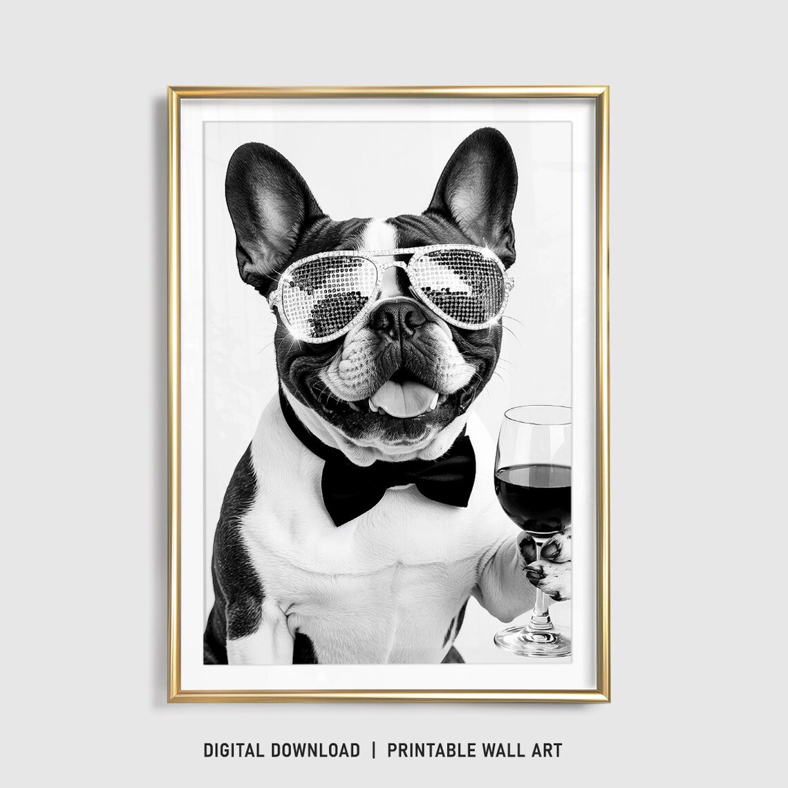 French Bulldog Drinking Wine, Funny Dog Gift - Image 3