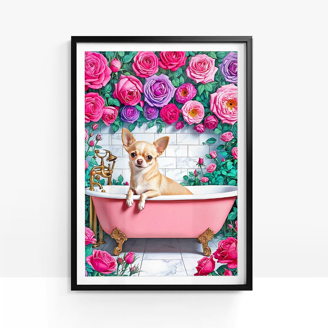 Chihuahua In Bathtub Bathroom Funny Art Print - Image 2