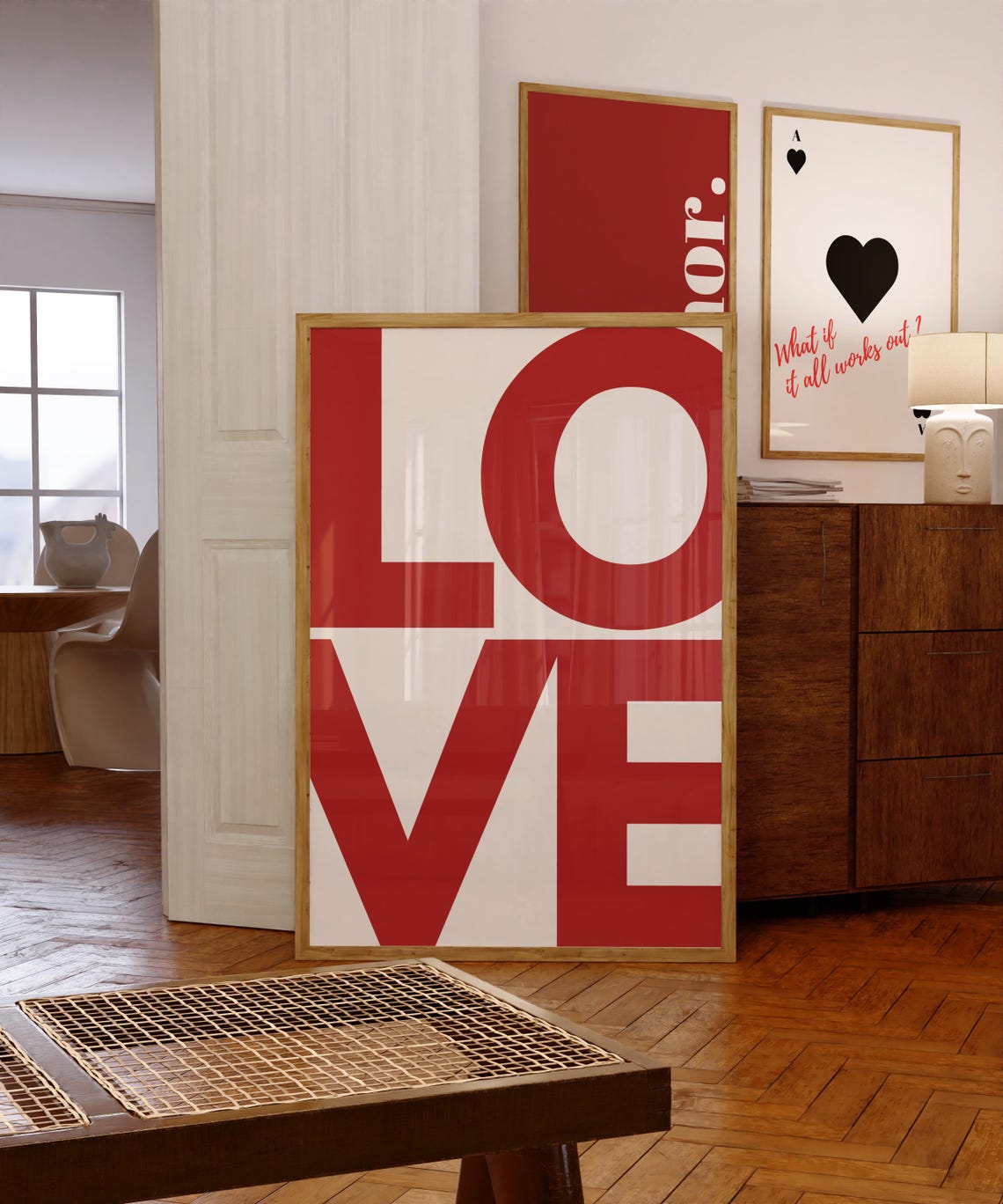 Love Bold Red Typography Poster Pop Art Style Romantic Statement Decor