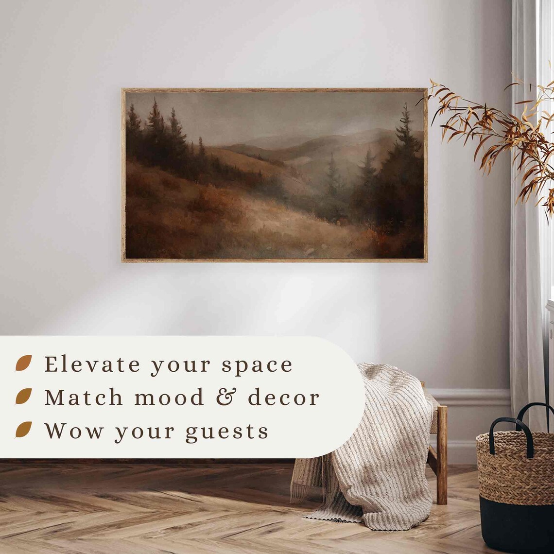 Dark Farmhouse Frame Tv Art Moody Fall Landscape Screensaver Country Painting Fo Tv Muted Fall Landscape Tv Art Tv468 - Image 3