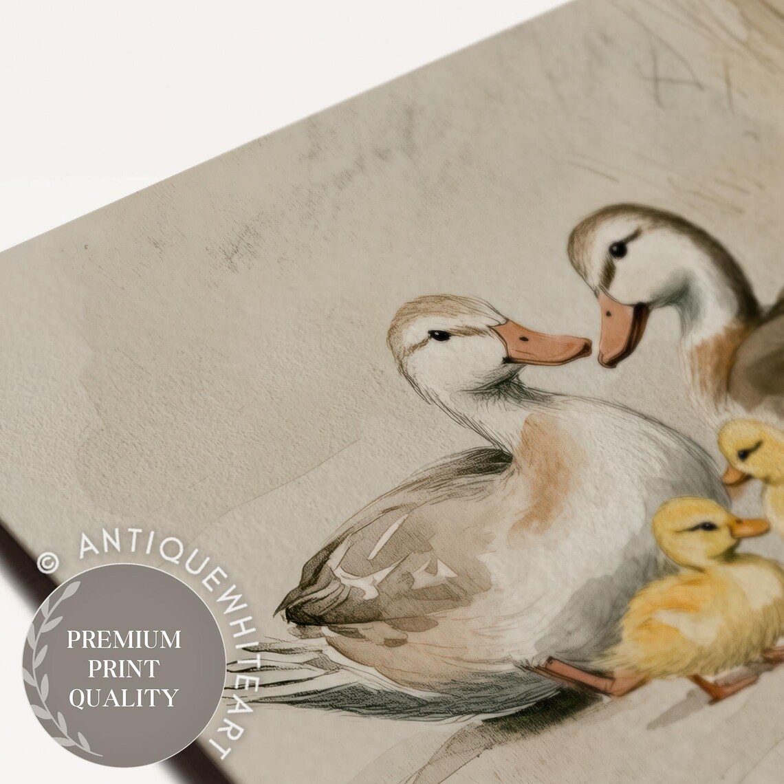 Easter Ducklings Sketch, Spring Duck Family Art - Image 3