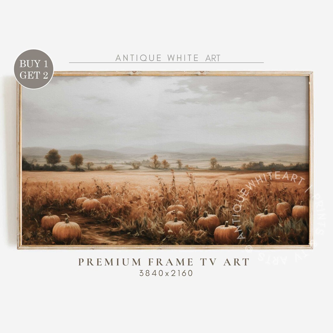 Frame Tv Fall Landscape Pumpkins Wall Art Print
