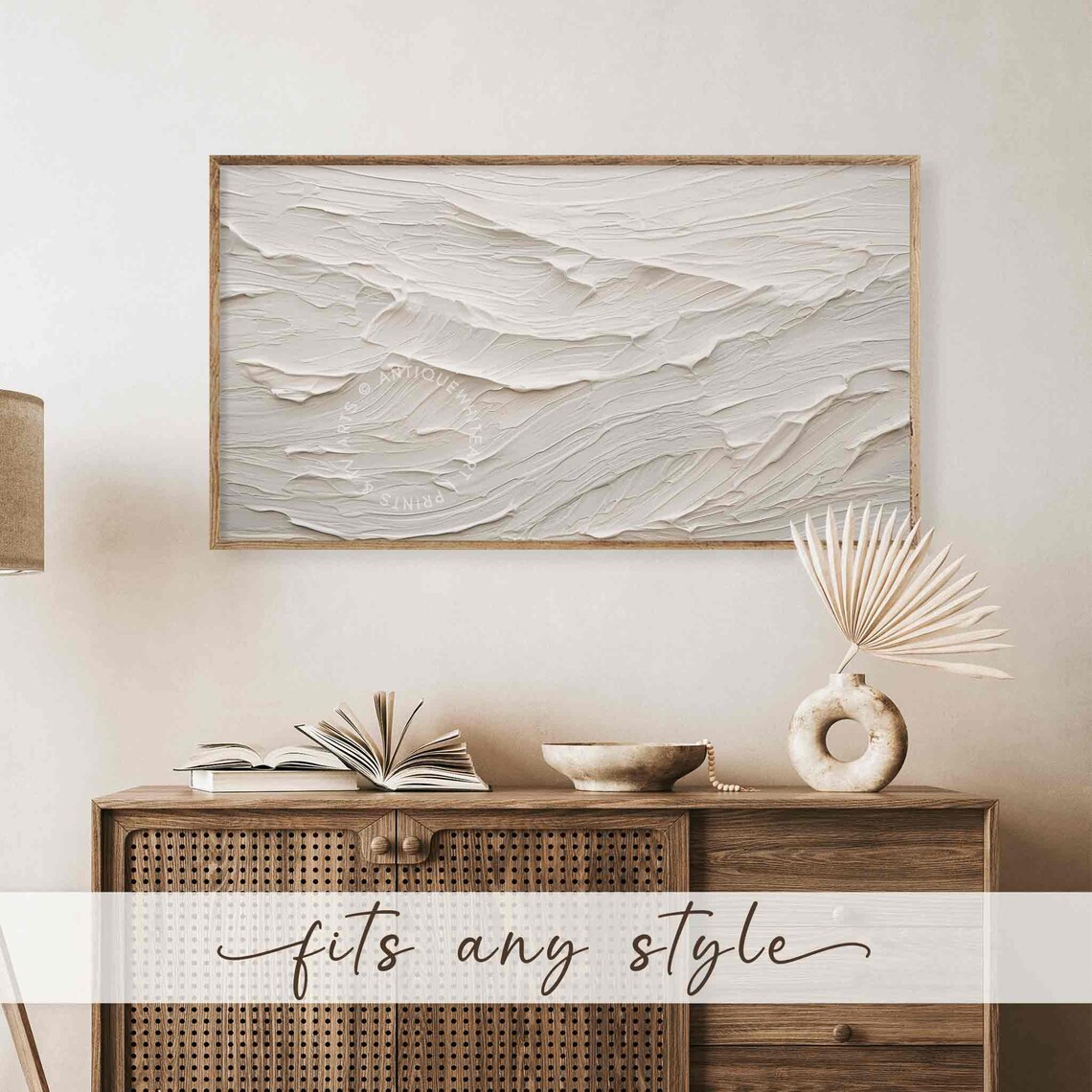 Abstract Minimalist Oil Painting, Neutral Modern Art - Image 4