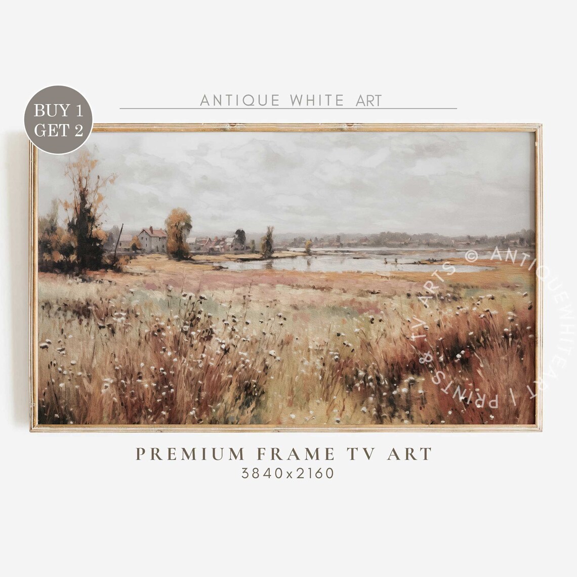 Vintage Neutral Wildflowers Art Print, Farmhouse Decor