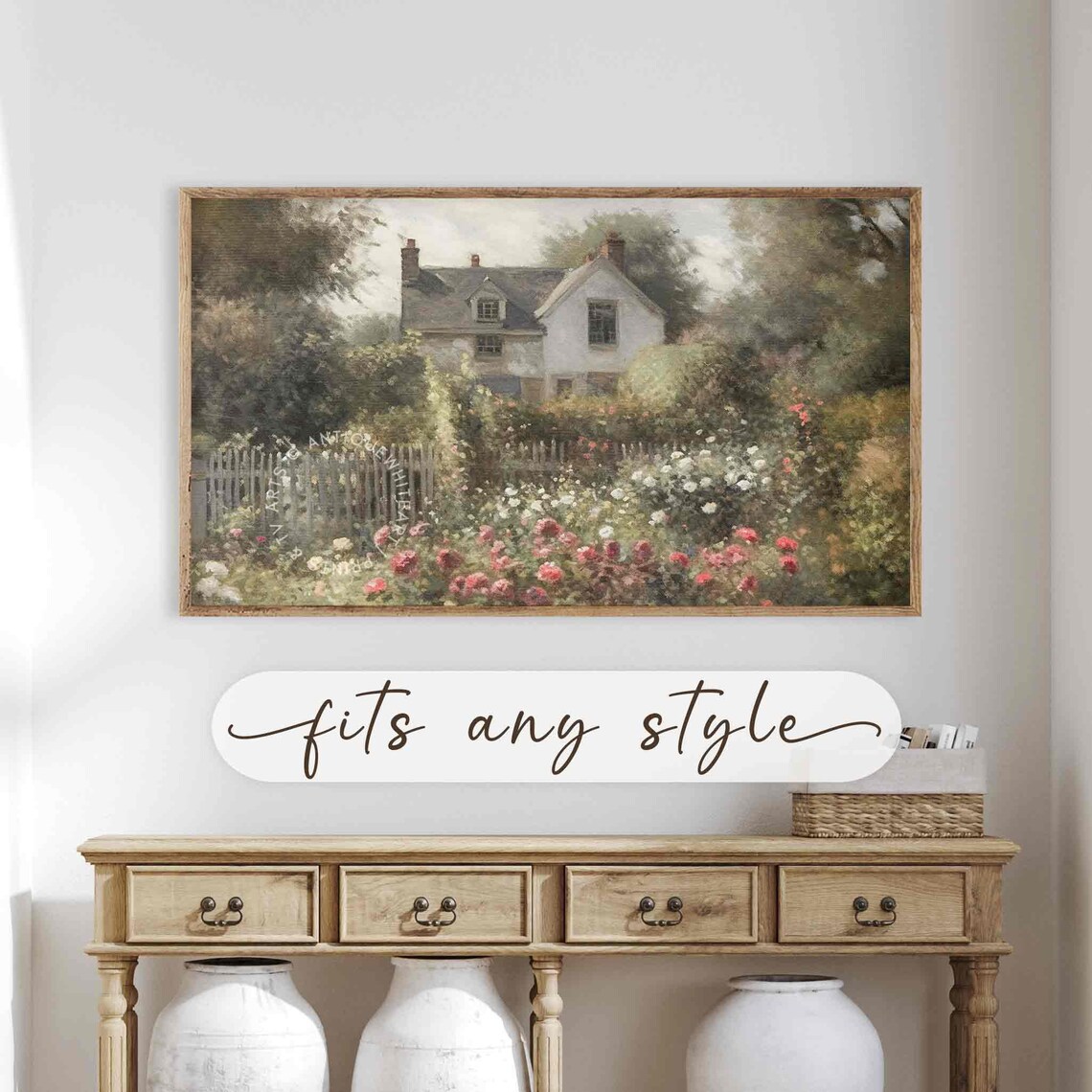 Cottage Rose Garden Vintage Oil Painting Poster - Image 4