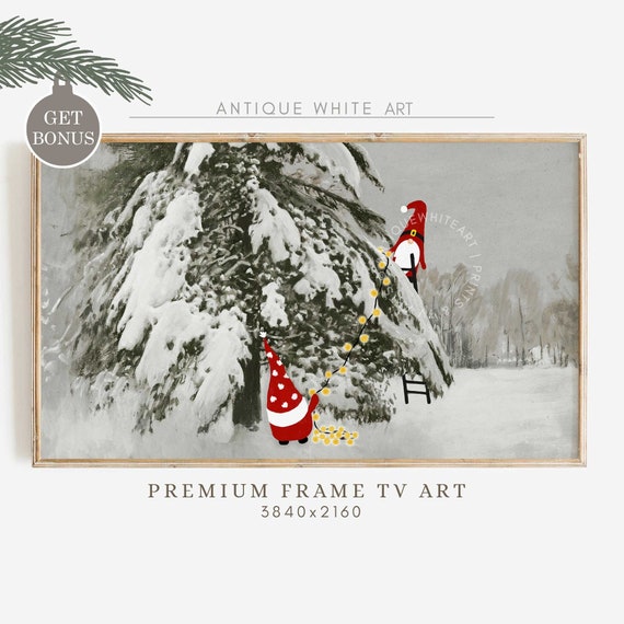 Cute Christmas Frame Tv Art Decorating Christmas Tree Art For Tv Winter Vintage Painting Seasonal Frame Tv Funny Christmas Decor Tv175