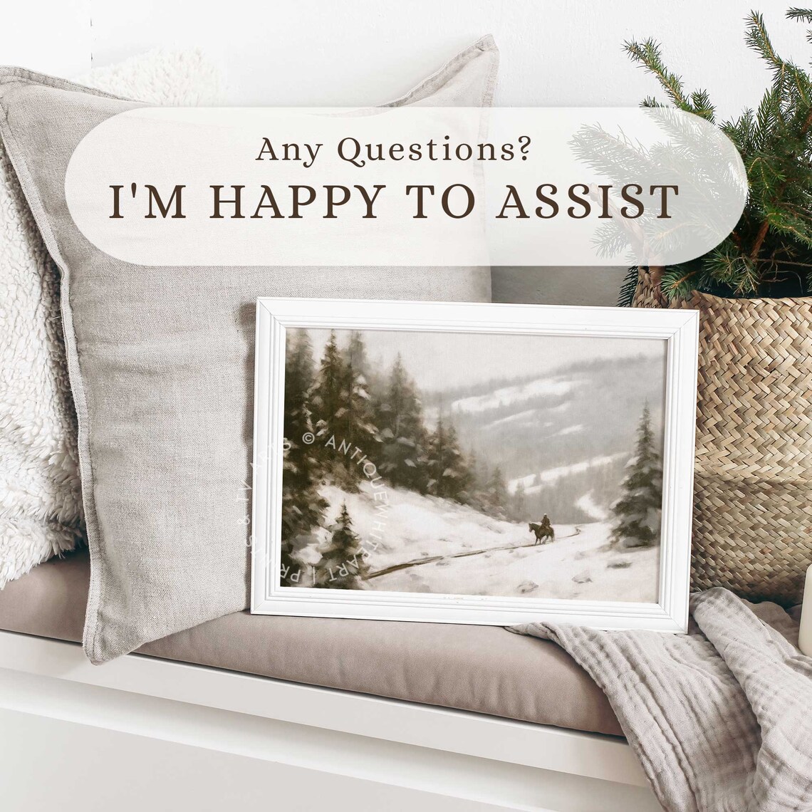 Vintage Winter Forest Art Print, Rustic Landscape - Image 2